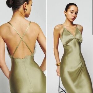 Reformation Olive Green Maxi Dress